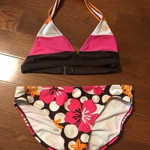 Floral/Striped Bikini Set